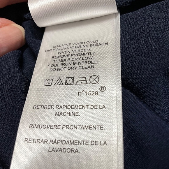 CHAPS Navy Blue Ruffle Sheath Dress Long Sleeve Crew Neck Jersey Knit Sz XL - Picture 10 of 11